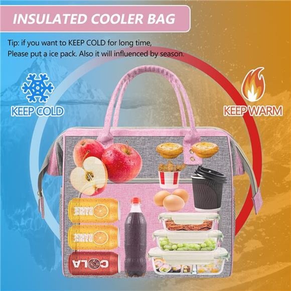 Lunch Box for Women, Insulated Lunch Bag, Large Tote bags, Leak Proof Lunch - Picture 3 of 6